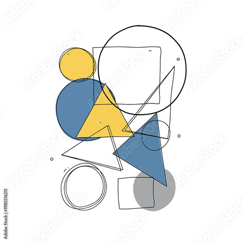Geometric shapes in modern art style.