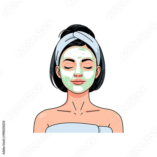 Woman with facial face mask on.