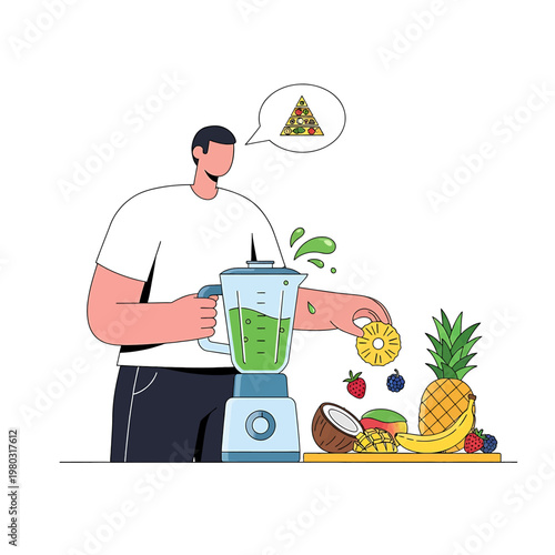 Man blending fruit in blender 1.