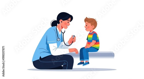 Doctor Examining Young Patient in Clinic.