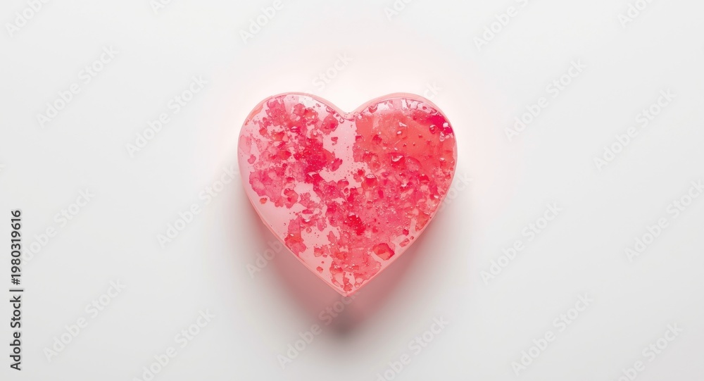 Fototapeta premium Watercolor painted heart shaped soap on a white backdrop suited for hygiene and cosmetic design presentations