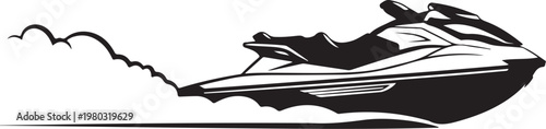 Jet ski, water sports, black and white vector, illustration, aquatic vehicle
