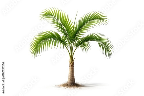 Illustration of a young palm tree on a clean white background
