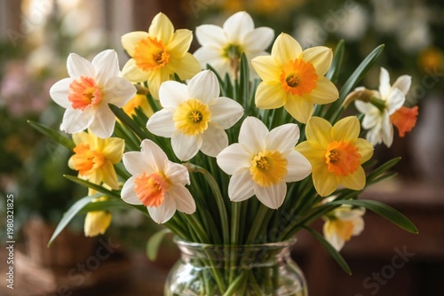 Elegant daffodil bouquet showcasing vibrant spring bloom with natural charm
