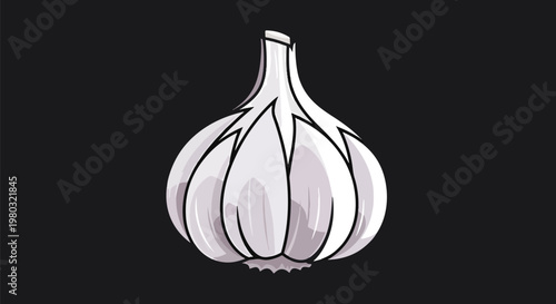 Pixel Art Garlic Bulb Isolated Minimal Illustration On Dark Background