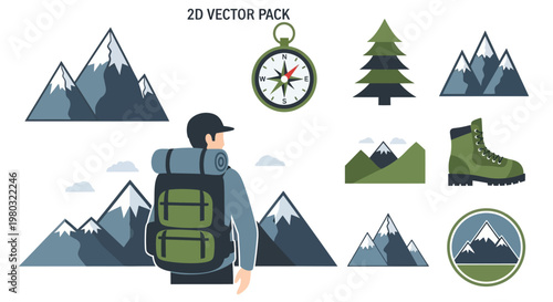 Man Wearing Green Backpack and Cap.