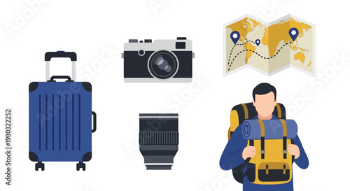 Man with a yellow hiking backpack.