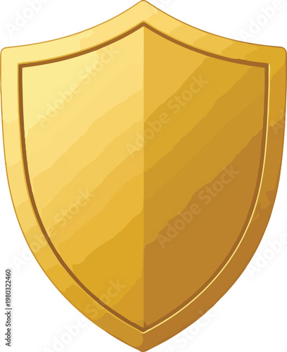 Pixel Art Golden Shield Isolated Object Illustration White Background