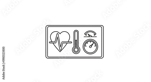 Medical Vital Signs Monitor: Heartbeat, Thermometer, Blood Pressure Gauges