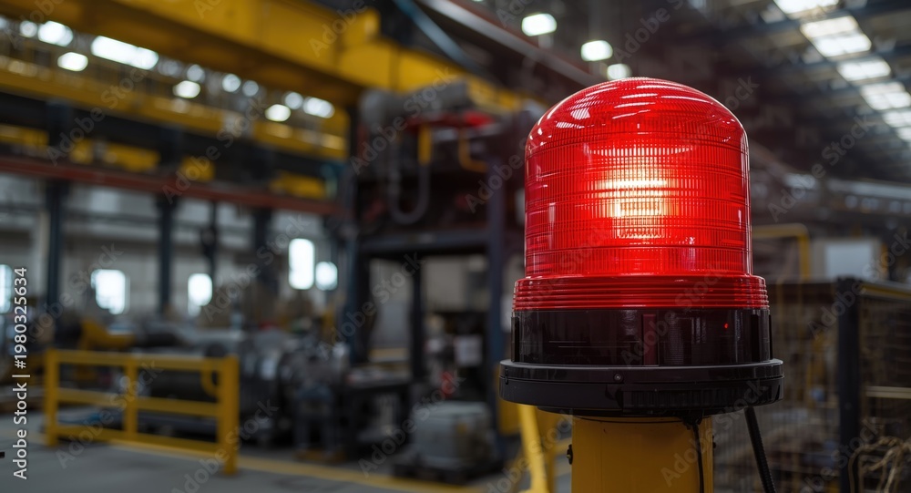 Fototapeta premium Red safety beacon for warning in factory complex