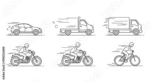 Fast Delivery Vehicles and Motorbikes Collection: Speed and Motion Icons
