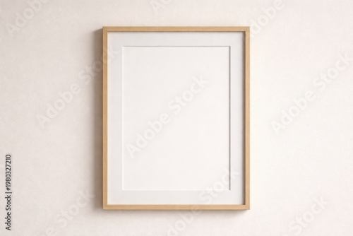 Close up of a minimalist picture frame on a plain wall background