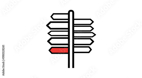 Street Signpost with Multiple Directional Arrows, One Highlighted in Red, Symbolizing Choice and Direction