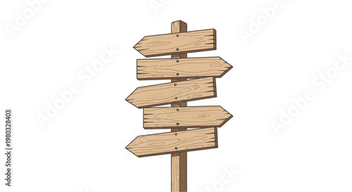Wooden directional signpost with multiple arrows indicating different directions, symbolizing choices and guidance