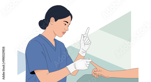 Nurse performs finger prick blood test for diabetes checkup or medical examination