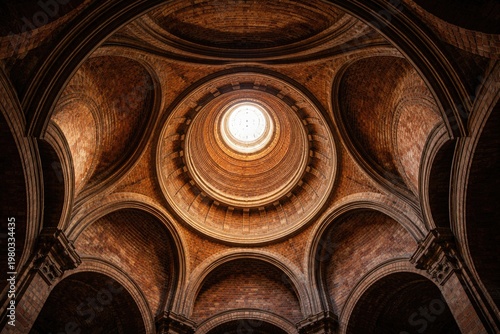 Close up view of brick cupola interior architectural detail