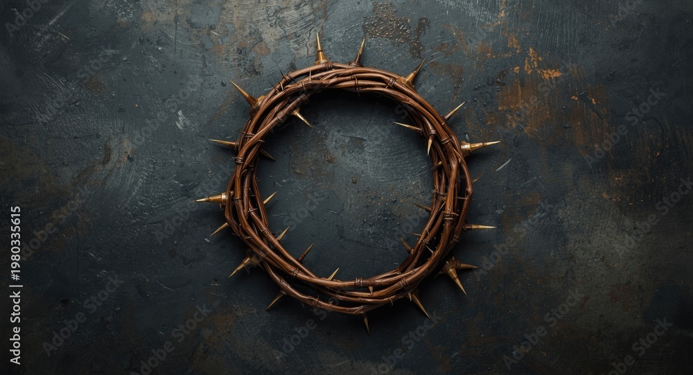 Fototapeta premium Still life setup with a crown of thorns captured from above