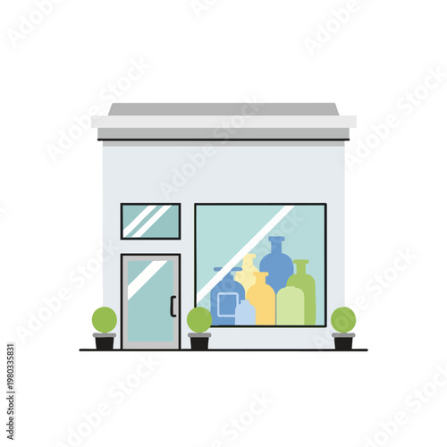 Modern Retail Storefront with Large Display Windows and Eco Friendly Decor