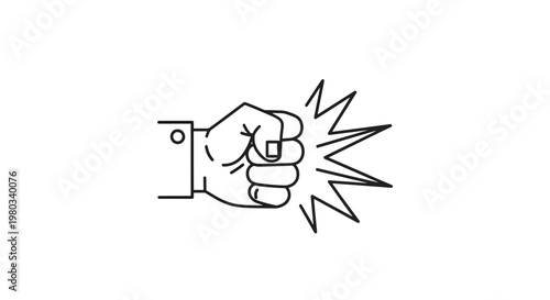 Fist bump with explosion effect for gesture or impact symbol