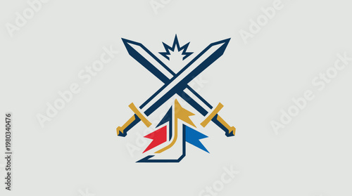 Abstract Warrior Emblem with Crossed Swords