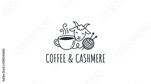 Cute Coffee  Cashmere Logo with Goat Yarn  Coffee Cup