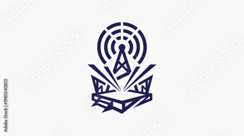 Abstract Radio Tower Logo on White Background