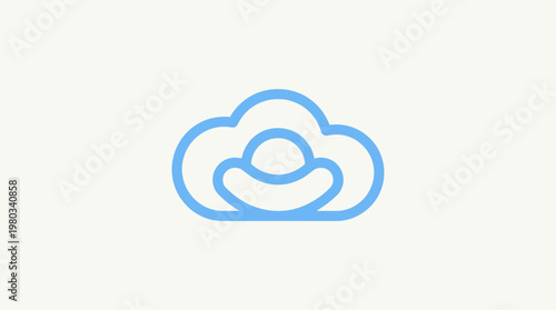 Abstract Cloud Logo with Integrated Sun Element