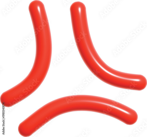 Red Anger Vein Symbol Cartoon Expression on White Background