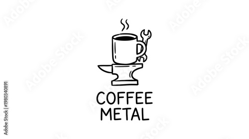 Coffee Metal Cafe Logo Coffee Cup Wrench And Anvil