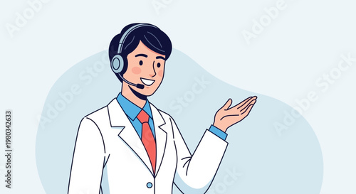Friendly Male Customer Service Agent with Headset Offering Assistance