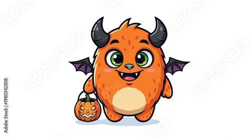 Cute cartoon Halloween devil creature.