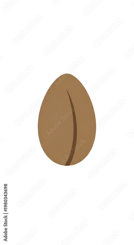 Fototapeta premium Stylized brown peach illustration with a distinctive groove on a clean black background; digitally rendered for stock asset use