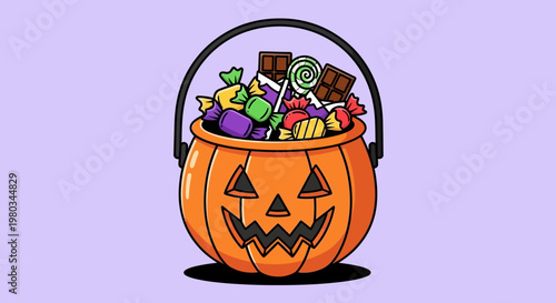 Halloween candy in jack o lantern.