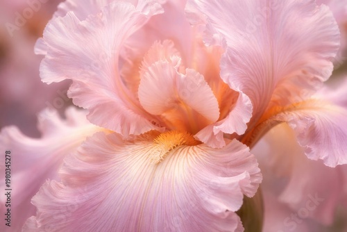Close up view of delicate pink iris petals highlighting texture and subtle colors for flower aesthetics