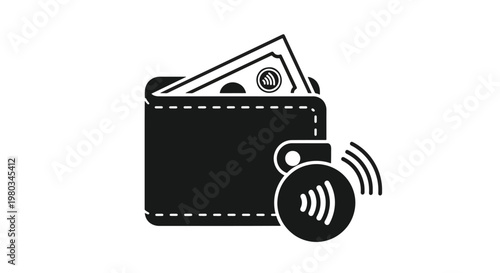 Wallet with contactless payment chip and cash for digital transaction