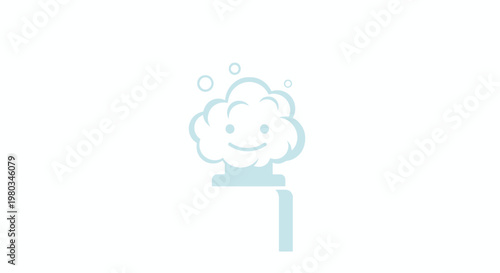 A smiling cloud with bubbles rising.