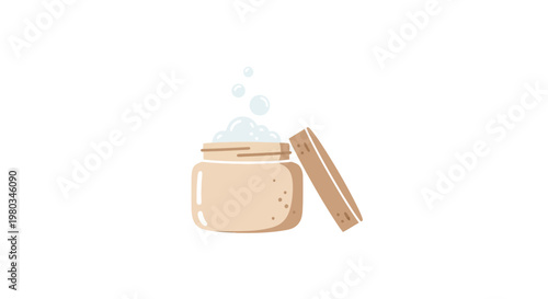 A jar of cream with the lid off.