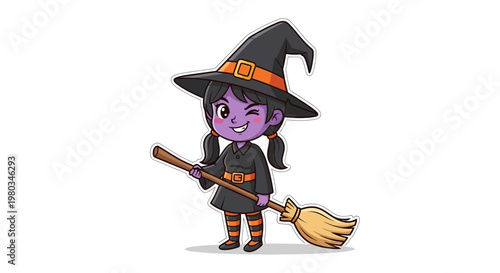Little girl dressed as a witch.