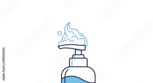 Foamy liquid soap dispenser icon.