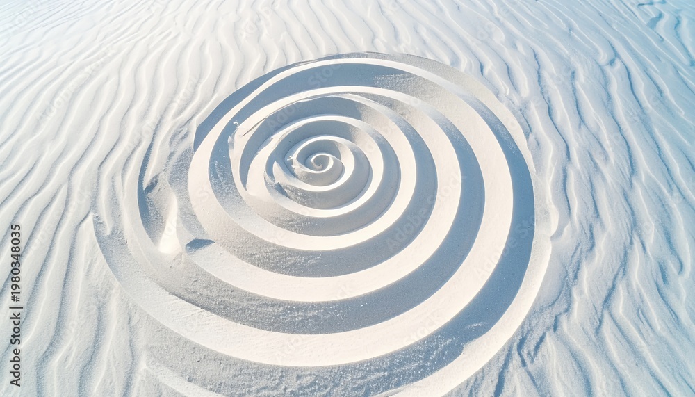 Naklejka premium Hypnotic Spiral Pattern on Desert Sand Dunes.