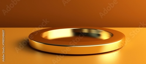 Elevate your premium product presentations with this sleek and luxurious metallic golden pedestal.