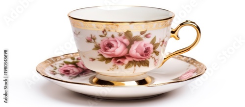 Experience the timeless elegance of a classic rose-patterned porcelain tea set.