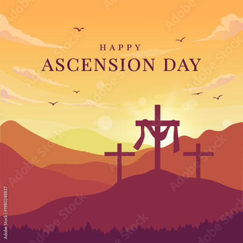 Hand drawn ascension day illustration