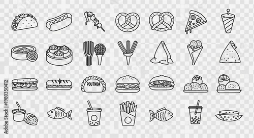 A collection of various food icons.