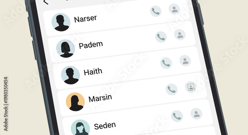 Smartphone user profile list display.