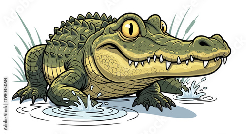 Crocodile in water with open mouth.