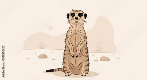 Meerkat wearing sunglasses standing upright.