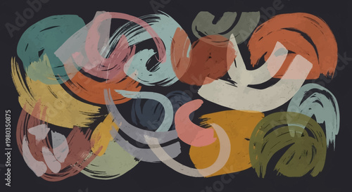 Abstract Brush Strokes Organic Shapes Modern Art.