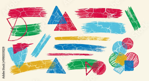 Abstract Brush Strokes and Geometric Shapes Collection.