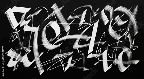 Abstract Calligraphy Brush Strokes Expressing Dynamic Energy.